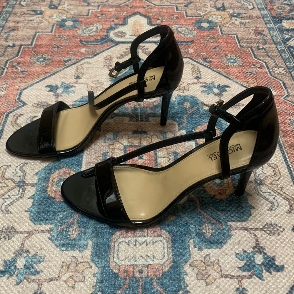 Michael Kors Black Patent Heeled Sandals